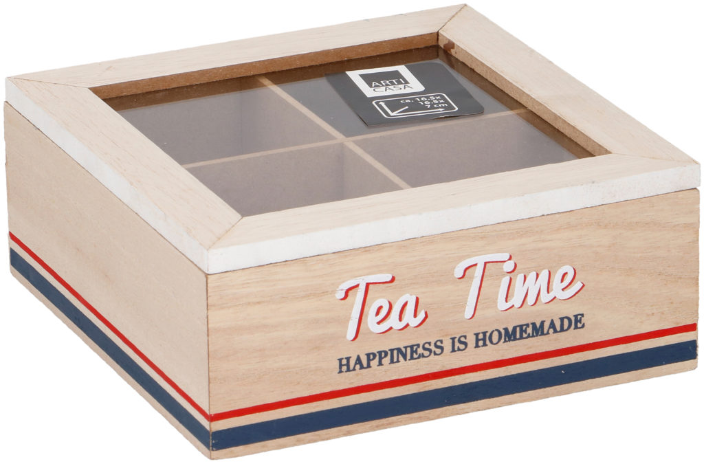 Shabby Chic 4 Section Wooden Tea Box Multi Storage