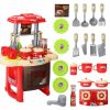 toy plastic kitchen with all accessories such as cutlery, cups, pans