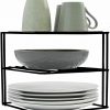 BLACK 3 TIER CORNER KITCHEN CUPBOARD STORAGE RACK ORGANISER PLATE SPACE SAVER