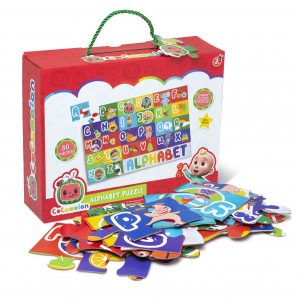 CoComelon Giant Alphabet Puzzle in a red box with multicoloured puzzle on the front