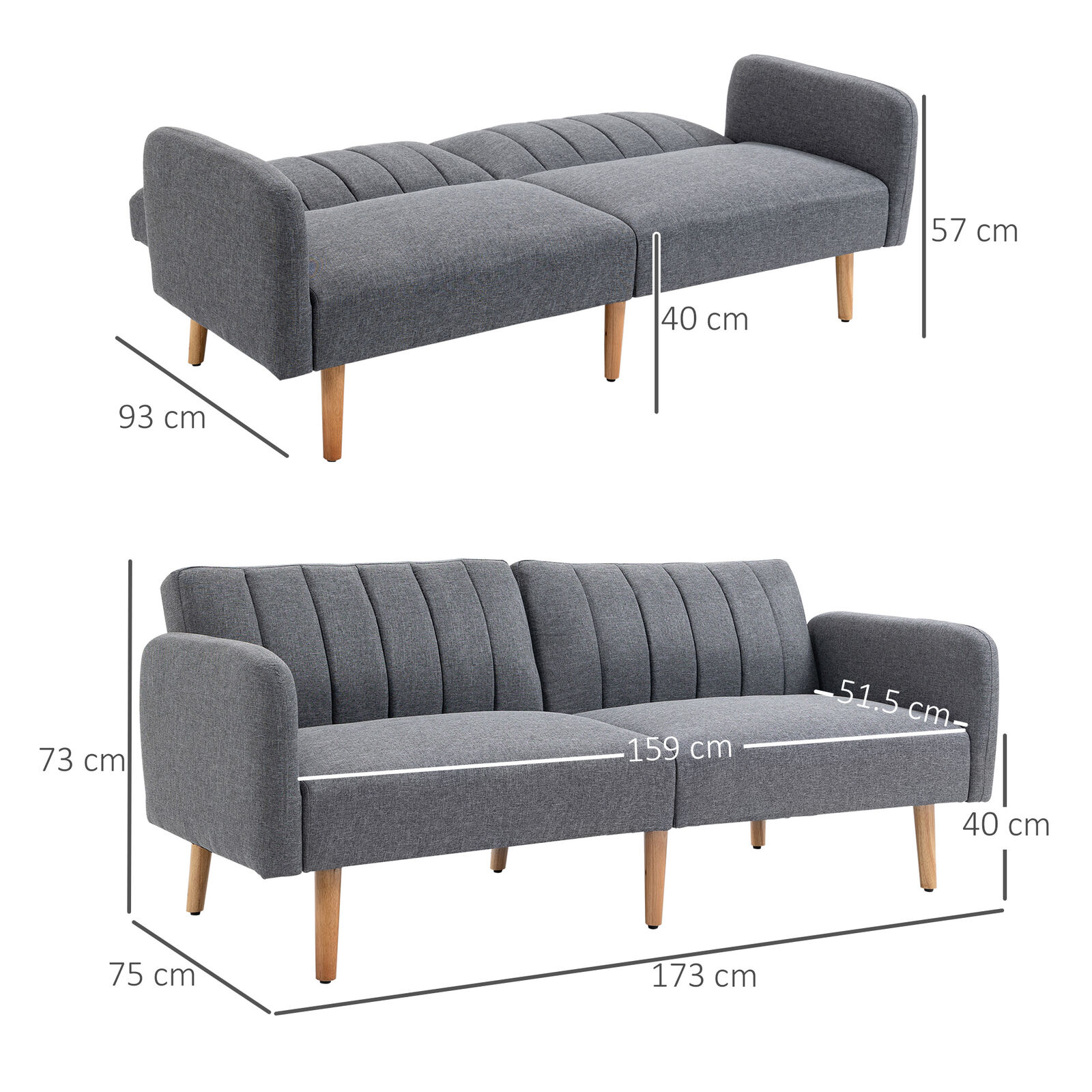 grey fabric sofa bed 2
